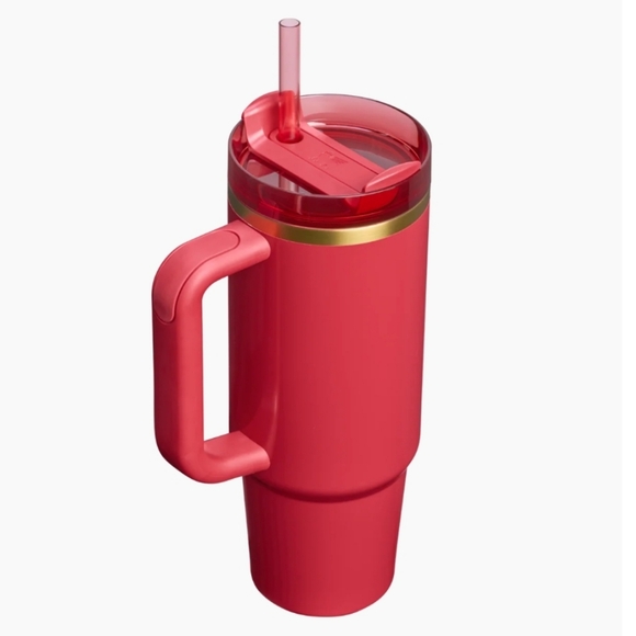 Stanley Red Quencher H2.0 30 Oz Tumbler With Handle And Straw Holly Berry Red - Picture 3 of 12